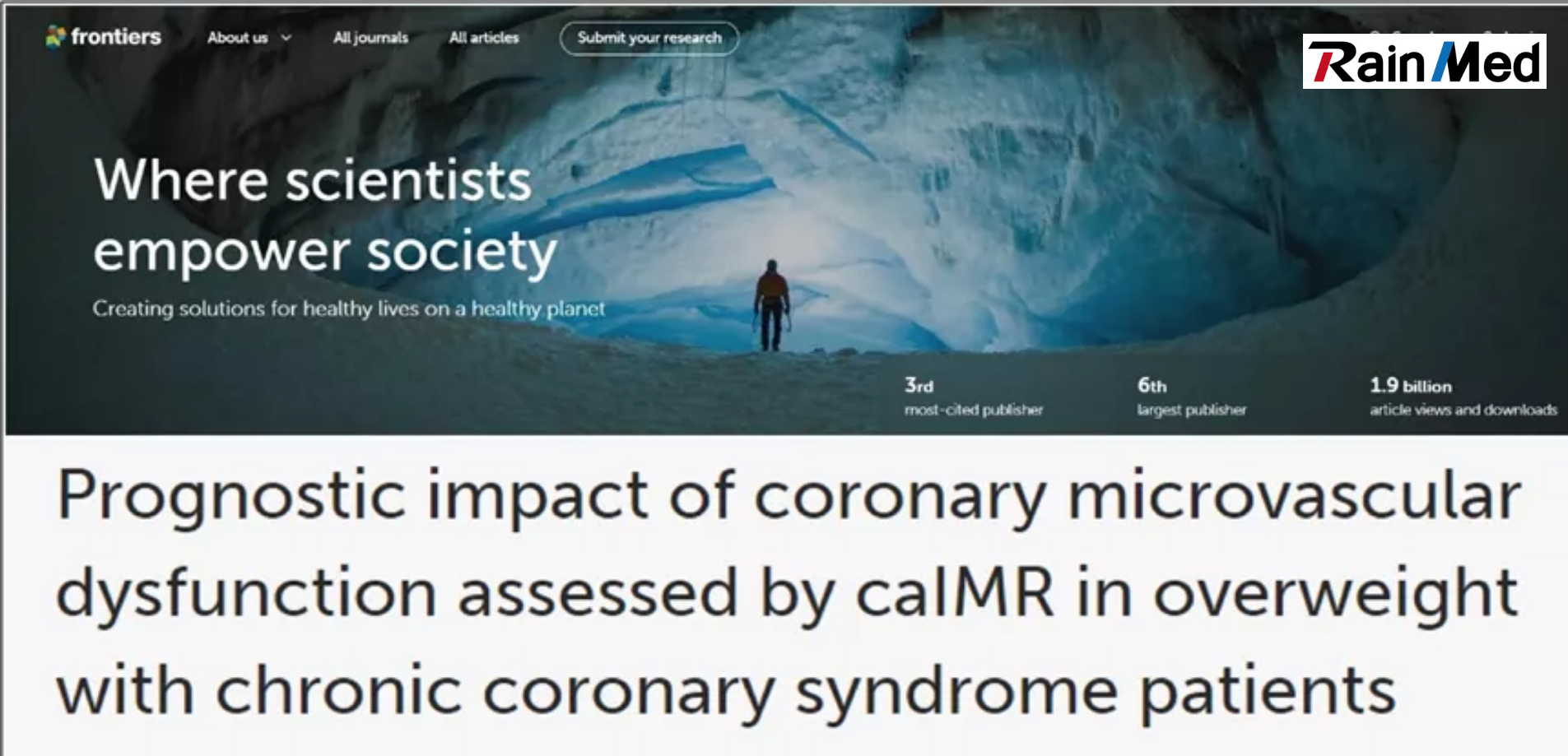 New Progress Has Been Made in the Clinical Study of RainMed’s caIMR System: It Can Independently Predict the Prognostic Value of Overweight Patients with Chronic Coronary Syndrome , and Improve the Global Epidemic Management Level